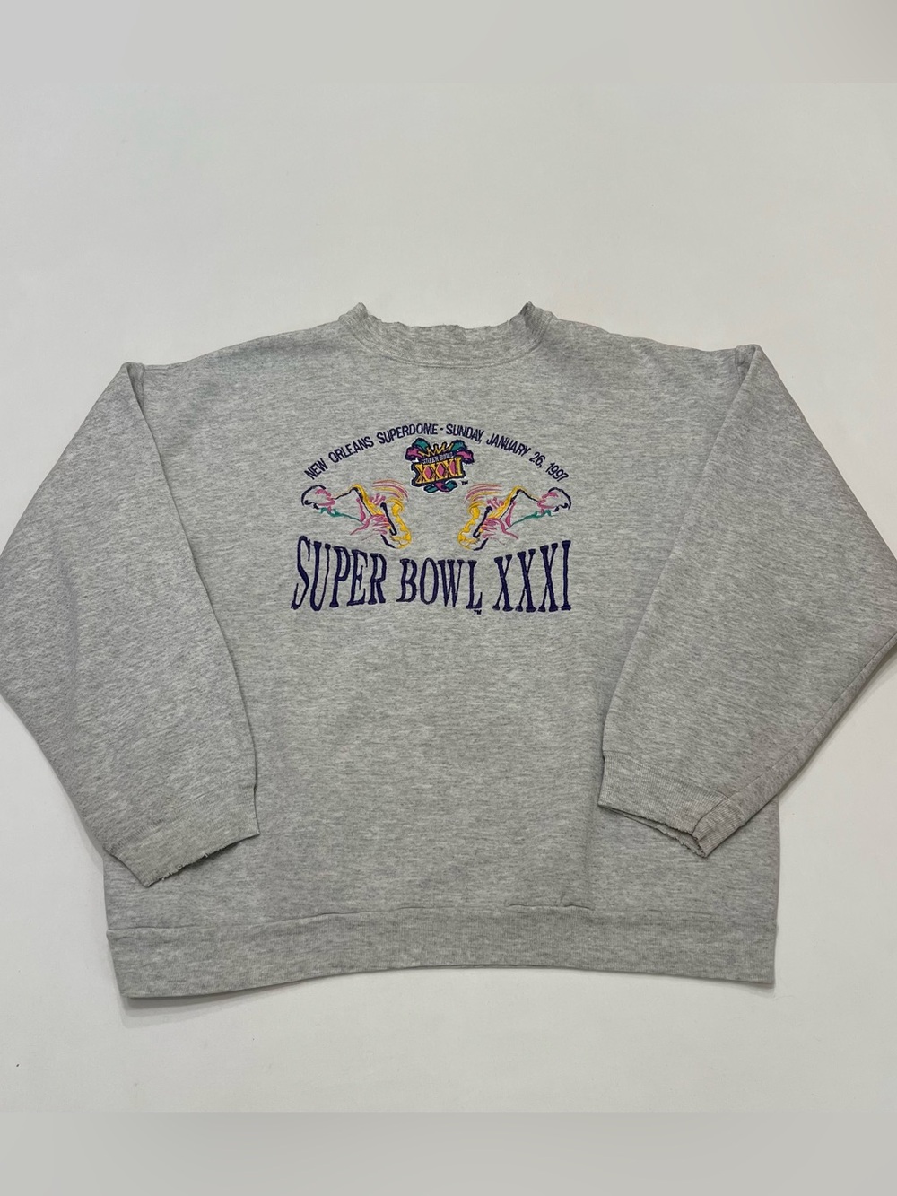 Vintage 1997 Super Bowl XXXI New Orleans Sweatshirt Sz XL Logo 7 Embroidered